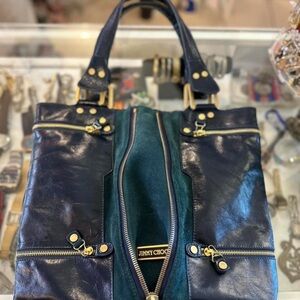Jimmy Choo Dark Blue and Teal Tote